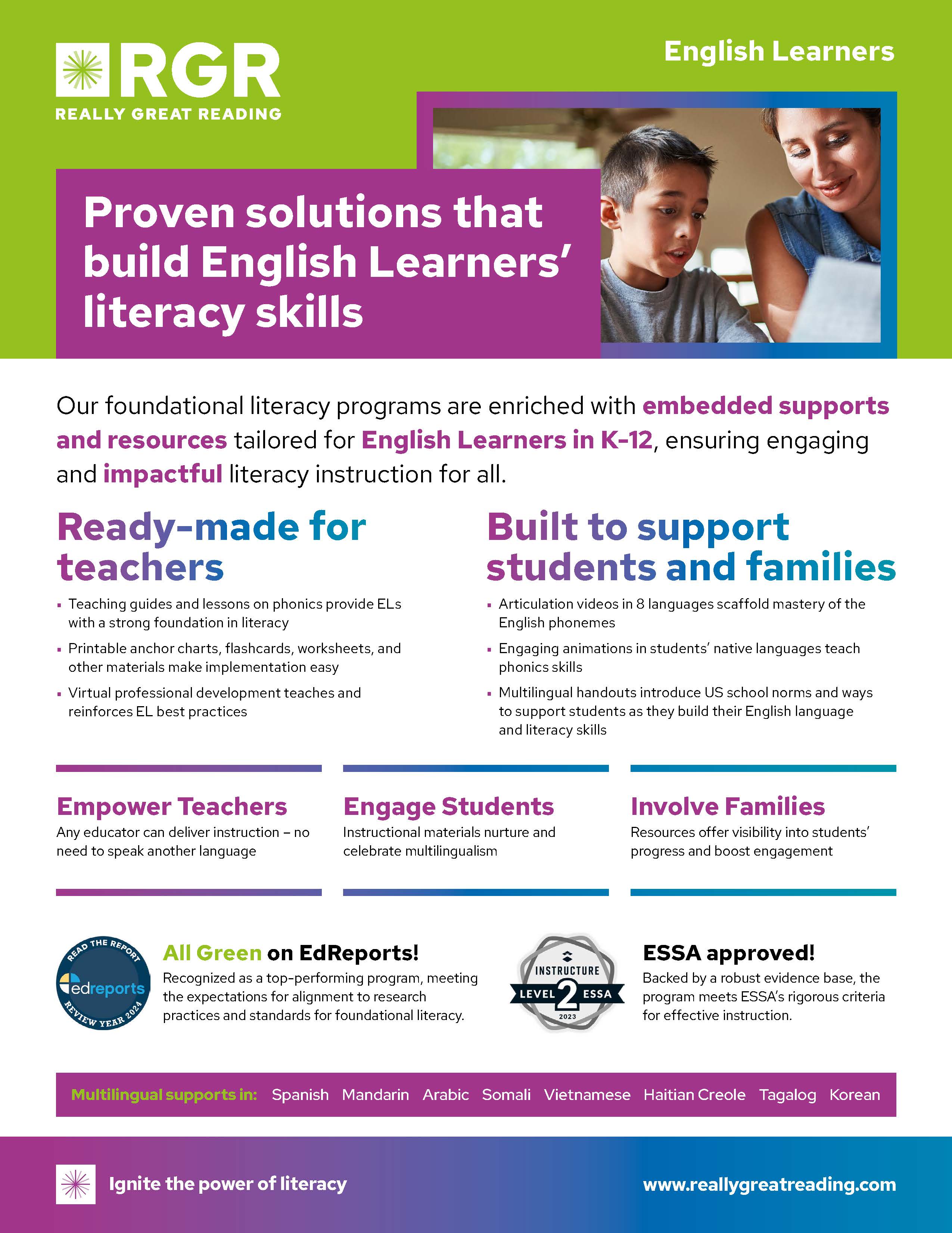 English Learner resources one-pager