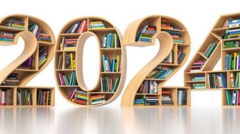 2024 with books on the inside of the numbers